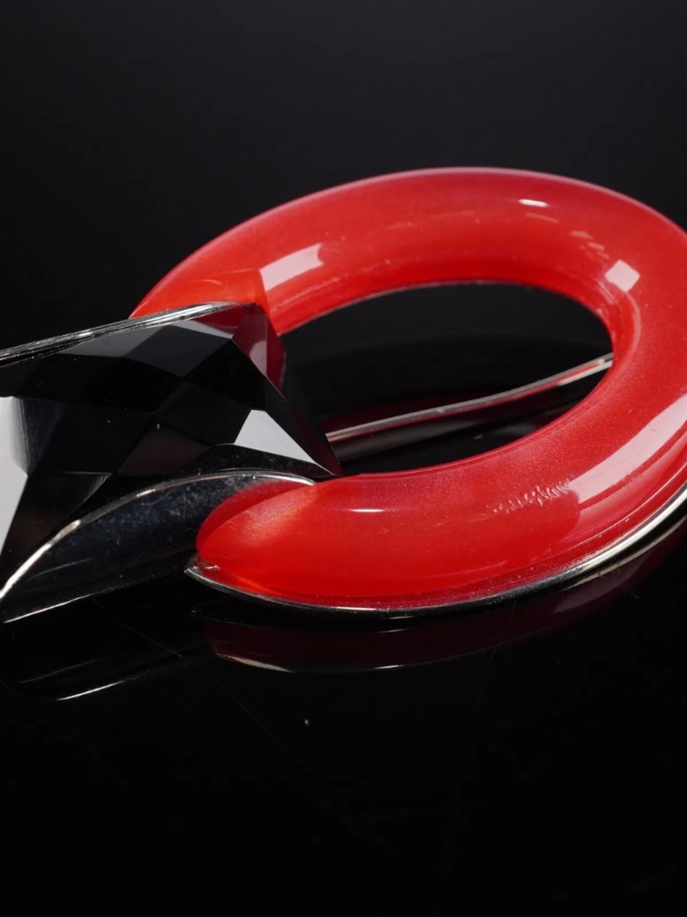 Giorgio Armani Runway F/W 2011 Red Resin & Black Crystal Brooch